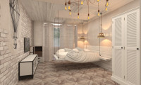 Дизайн спальни в стиле Лофт в квартире на ул. Полярная
