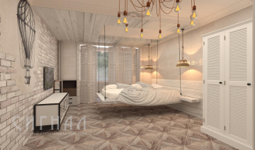 Дизайн спальни в стиле Лофт в квартире на ул. Полярная